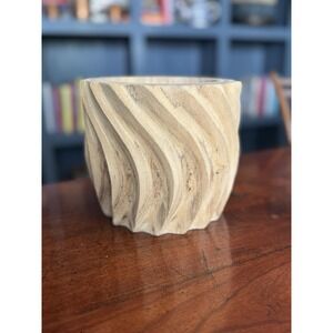 Opalhouse Unfinished Solid Wood Planter w/h Swirling Grooved Ridges 6" x 7"